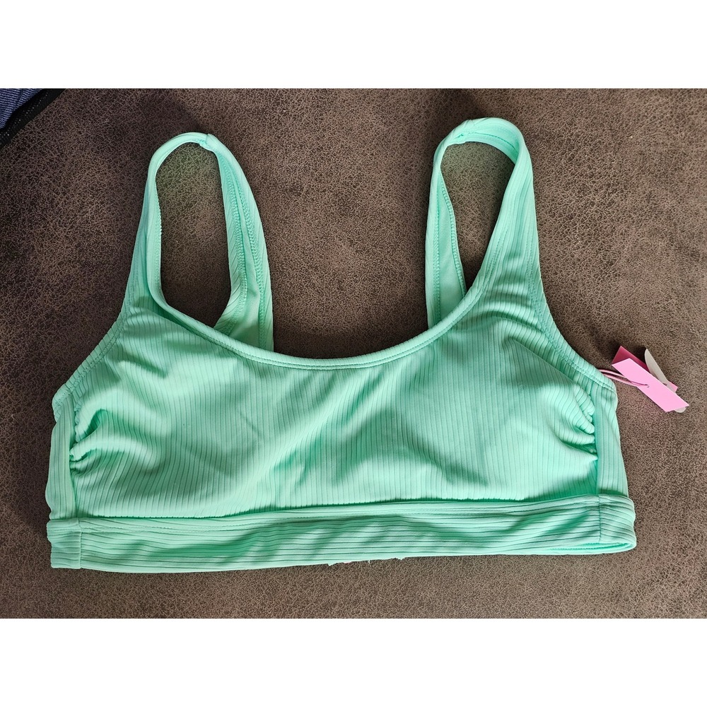 Stoney Clover Lane L Ribbed Bikini Top Light Mint Green Swimsuit Beachwear NEW